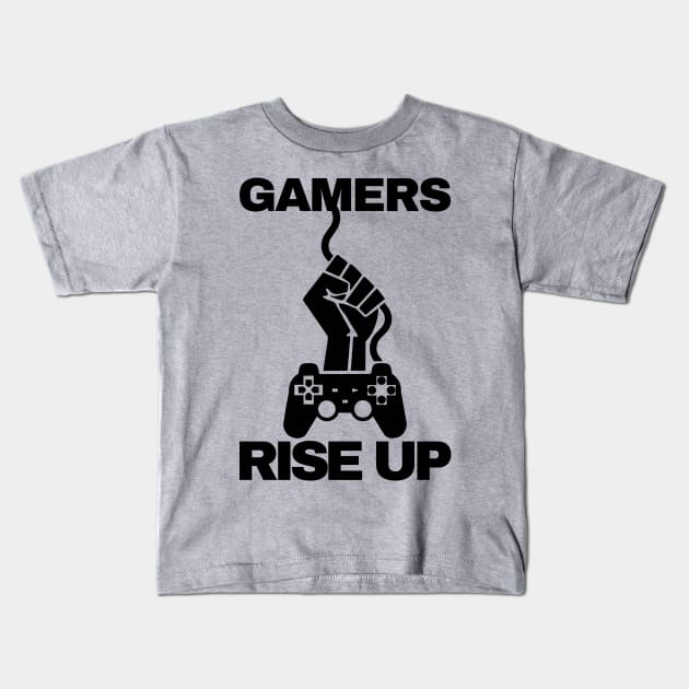 Retro Gamers Rise Up Kids T-Shirt by KewaleeTee